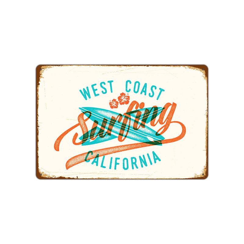 Summer Beach Sunset Metal Tin Sign Plaques Scenery Iron Painting Cafe Bar  Home Decor Seaside House Wall Tin Plate Poster