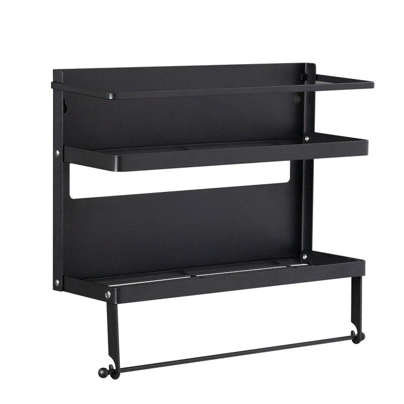 Multifunctional Japanese Folding Magnetic Refrigerator Side Shelf Multi-layer Storage Hanger Non-punching Wall-mounted Kitchen Rack