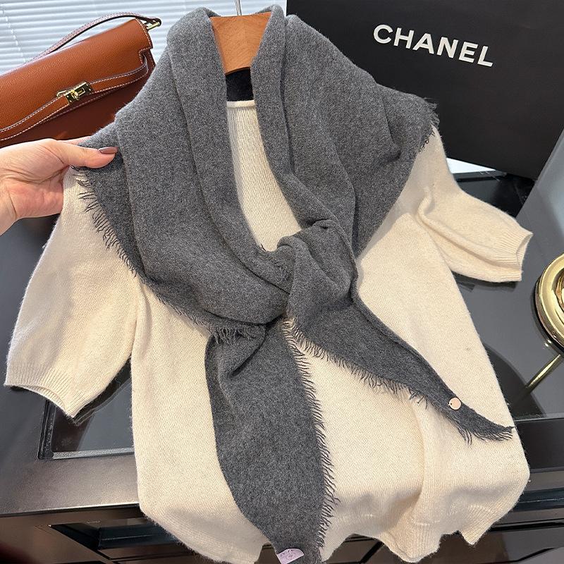 Winter Korea Knitted Triangle Scarf Wool Warm Shawl Scarf Women Neck Protection Small Fashion Solid Color Scarves