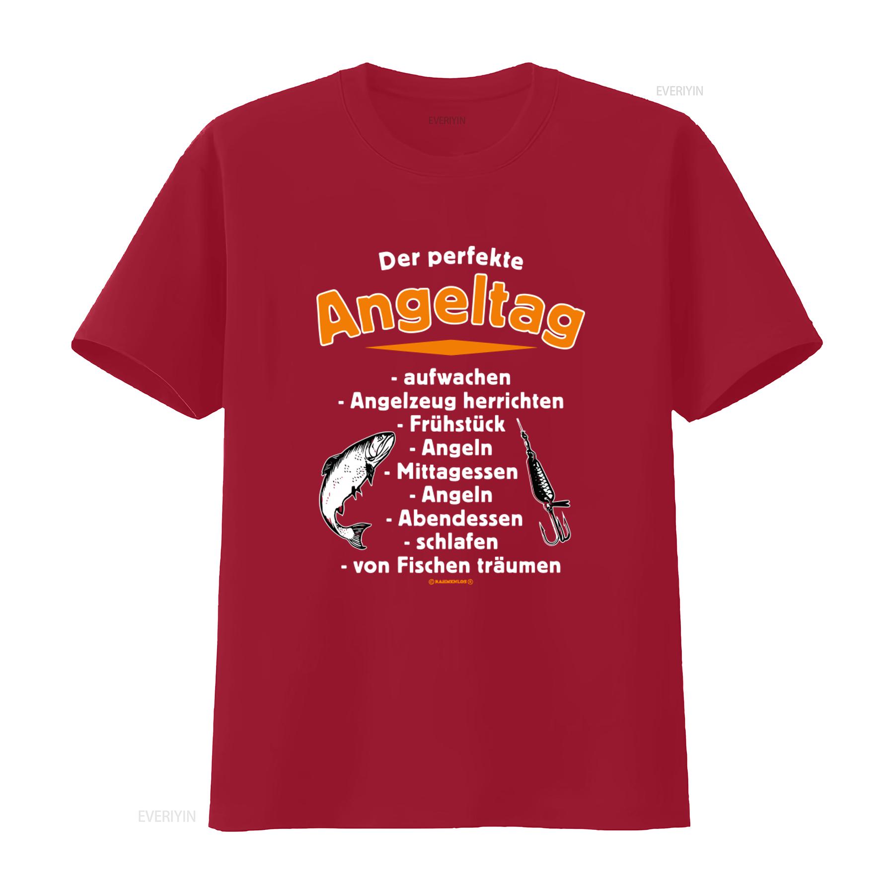 

Mens Angler T Shirt The Perfect Fishing Day Funny Sayings Activities Design vintage Washed graphic Unisex homme Slightly Soft S
