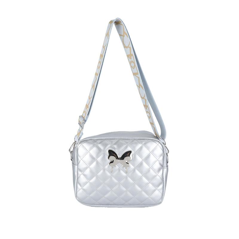 

Персоналізована літературна сумка для камери з вишивкою ромбами літня нова мода 2024 метелик широкосмугова приміська сумка через плече срібний