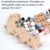 1PC Baby Pacifier Clip Catena Stelle Amore Legno Sicuro Dentiere Catene Succhietto Masticare Giocattoli Dentizione Dummy Nipple Holder