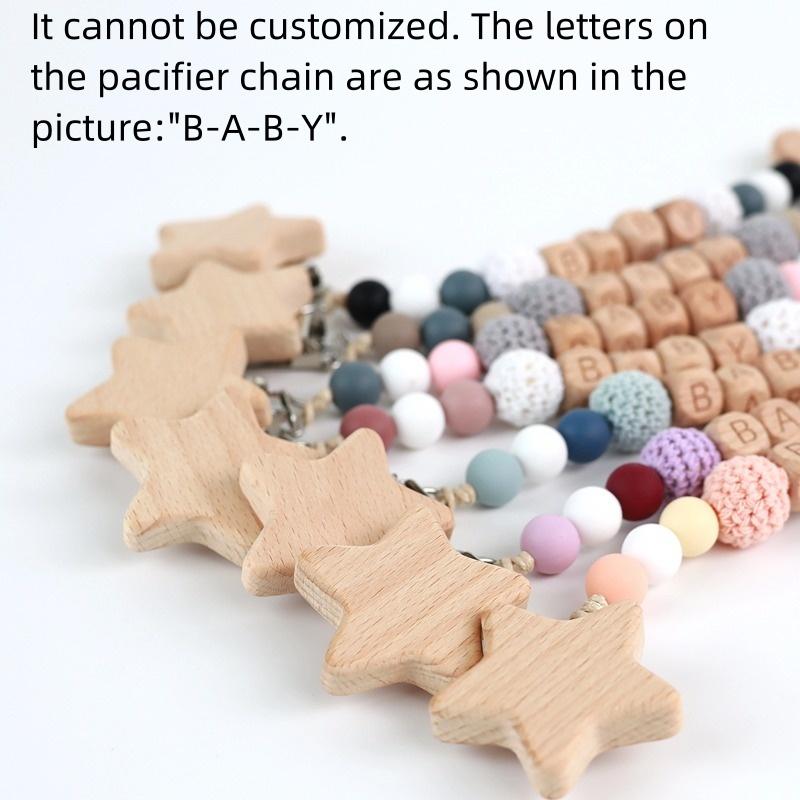 1PC Baby Pacifier Clip Catena Stelle Amore Legno Sicuro Dentiere Catene Succhietto Masticare Giocattoli Dentizione Dummy Nipple Holder