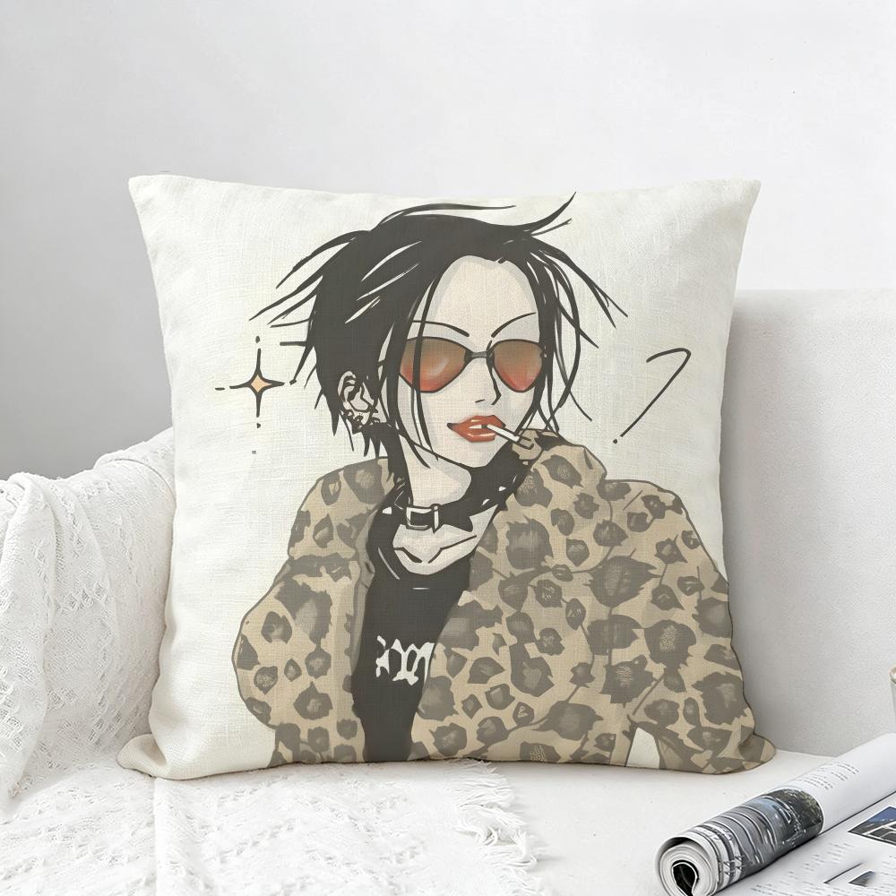 Anime NANA Cushion Cover Natural Linen Pillowcase Set AllinOne Decor for Sofa Bedroom Chair