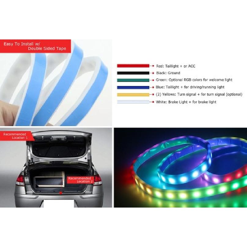 48-Inch Multi-Color Trunk Lid Gap LED Strip For Car SUV Tailgate Decoration