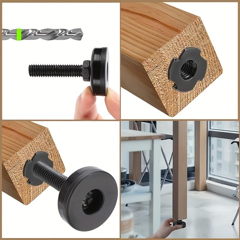 4pcs Adjustable Leveling Feet, Furniture Leveling Feet, Table Feet, Heavy Duty Leveling Feet for Cabinets, Sofas, T-Thread Nut Set, Large Base Black