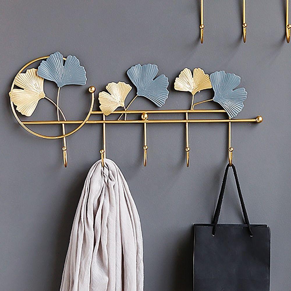 Ginkgo Leaf Shape Wear-resistant Wall Mounted Key Holder Metal Stoarge Hanger Door Hook Coat Hanger