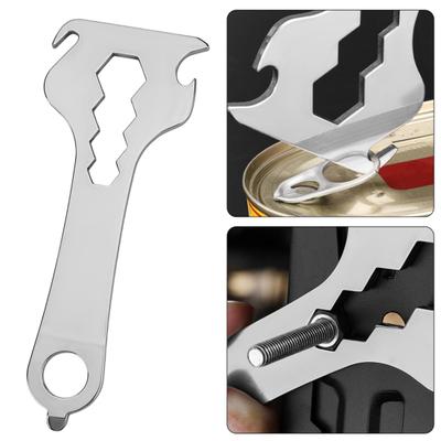 Stainless Steel Bottle Opener Multi Tool Compact Keychain EDC Gadget with Wrench Can Opener