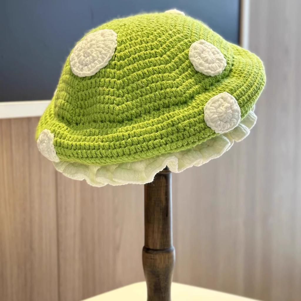 Sweet Funny Mushroom Crocheted Hat Women Winter Warm Beanie Cap For Halloween Party Cosplay Headwear