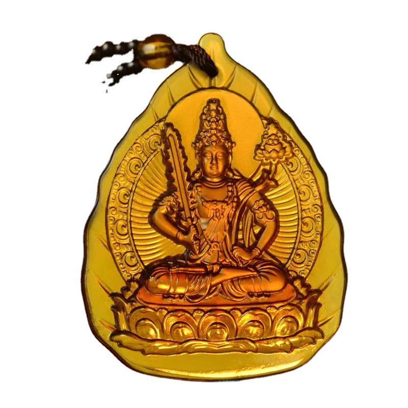 Glazed Pendant: Eight Guardian Deities, Zodiac Birth Buddha, Thousand-Hand Guanyin, Manjushri Bodhisattva Necklace