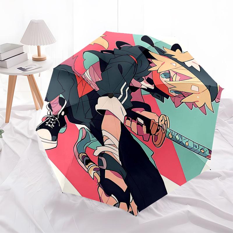 1pc Outdoor Umbrella with Anime Character Design - Automatic Opening/Closing, Portable Tri-Fold Design, 8-Rib Iron Frame - Perfect Gift for Fans,