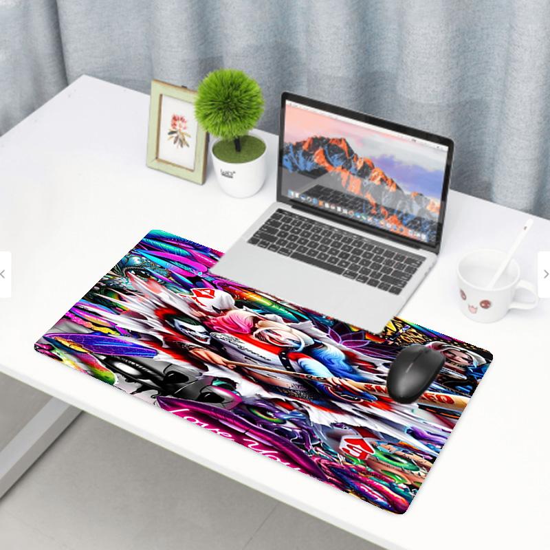 Harley Quinn Joker Print Mouse Pad, Anti‑Slip Desktop keyboard Mat, for PC Laptop Gaming Working Daily Use, Cool Festival Surprise Gift