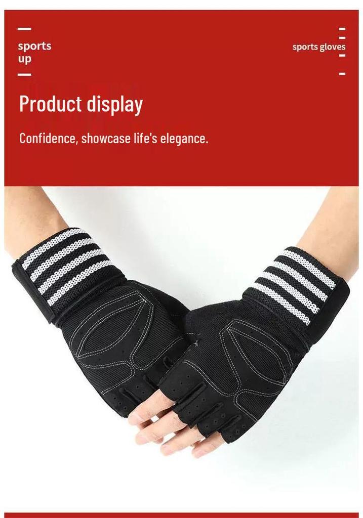 Guanti Fitness Unisex Senza Dita Antiscivolo con Protezione per Polso per Allenamento con Manubri e Trazioni