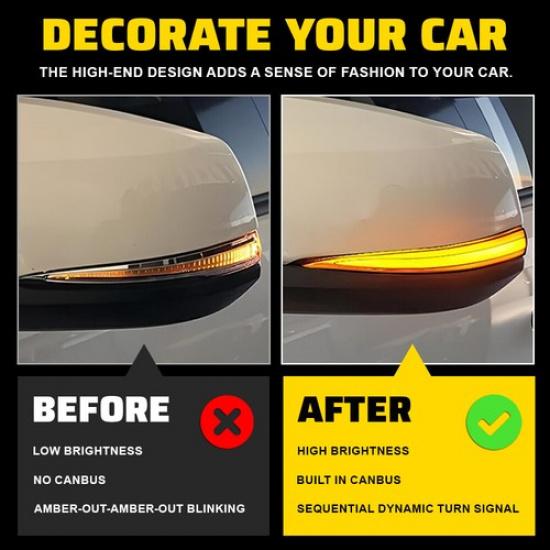 2x Sequential LED Side Mirror Turn Signal Lights Fit Toyota Highlander -