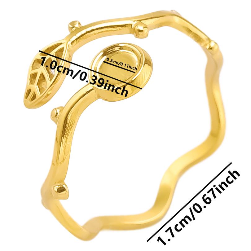 5pcs Retro Stainless Steel Gold Plated Ring Irregular Geometry Bow Ellipse Water Droplet Rings Diy Stone Drill Jewelry No Fading
