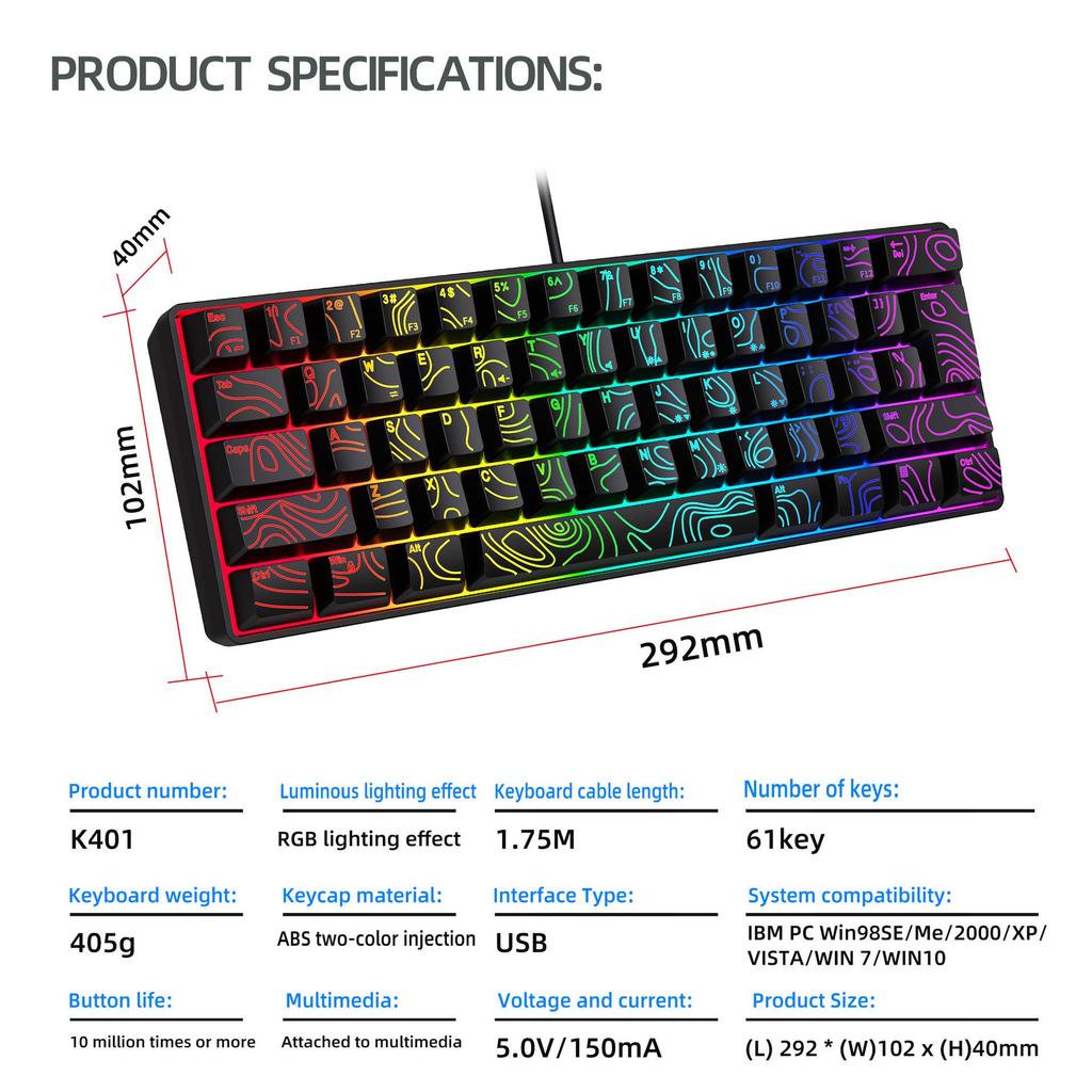K401 RGB Compact Film-Style Notebook Keyboard