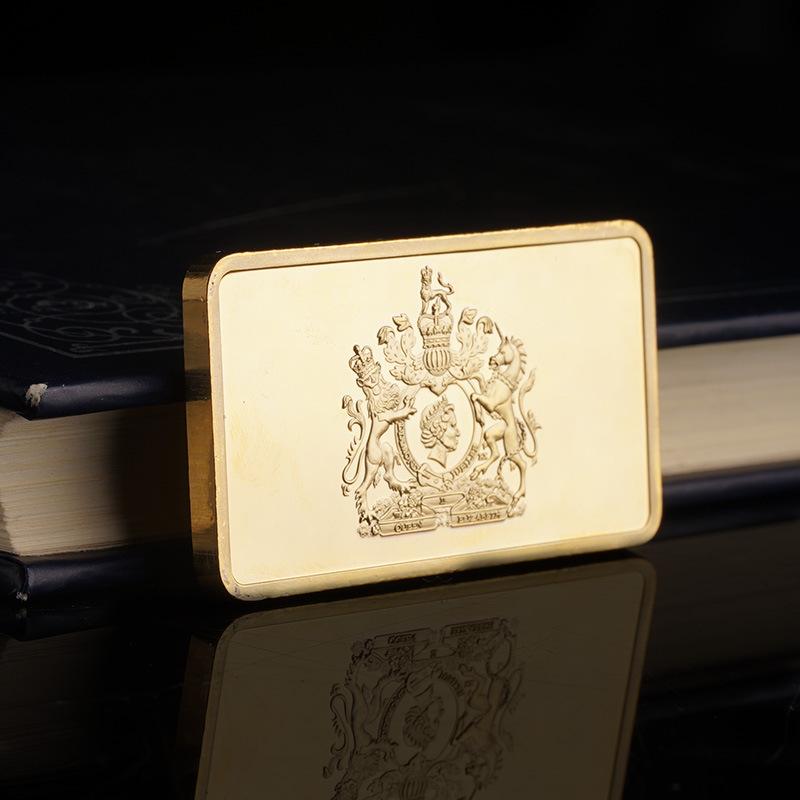Queen Elizabeth II Crown Diamond Souvenir, Gold Ornament Collection, Gold Bar Craftsmanship, Commemorative Badge золотой