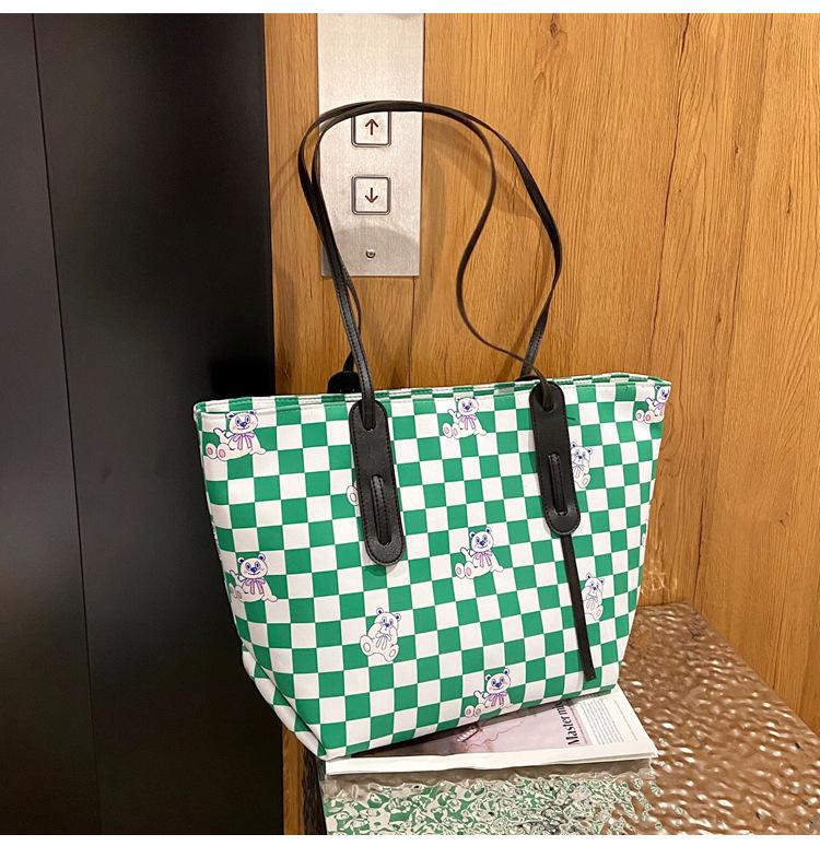 

Trendy women s bag new checkerboard street personality Harajuku shoulder armpit bag large capacity college style tote bag one size fits all