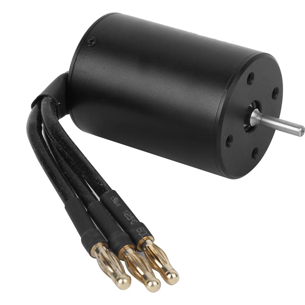 3650 Waterproof 4 Pole NonInductive Brushless Motor Accessory for 1 8 1 10 RC Car (Black)