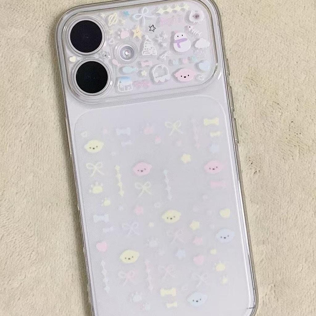 Transparent Soft Case for Apple iPhone 17 Pro with Full-Screen Paw Prints and Bones Design. Compatible with iPhone 16, 15, and 14.