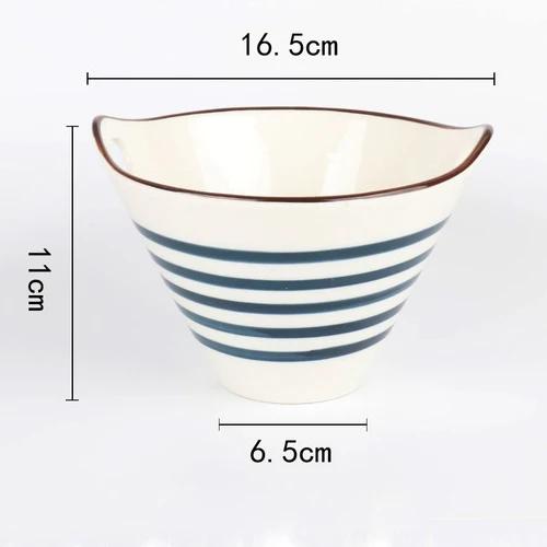 

Керамическая миска в японском стиле, расписанная вручную, для супа с рисовой лапшой, миска для домашнего хозяйства, двойной набор керамических мисок для фруктового салата