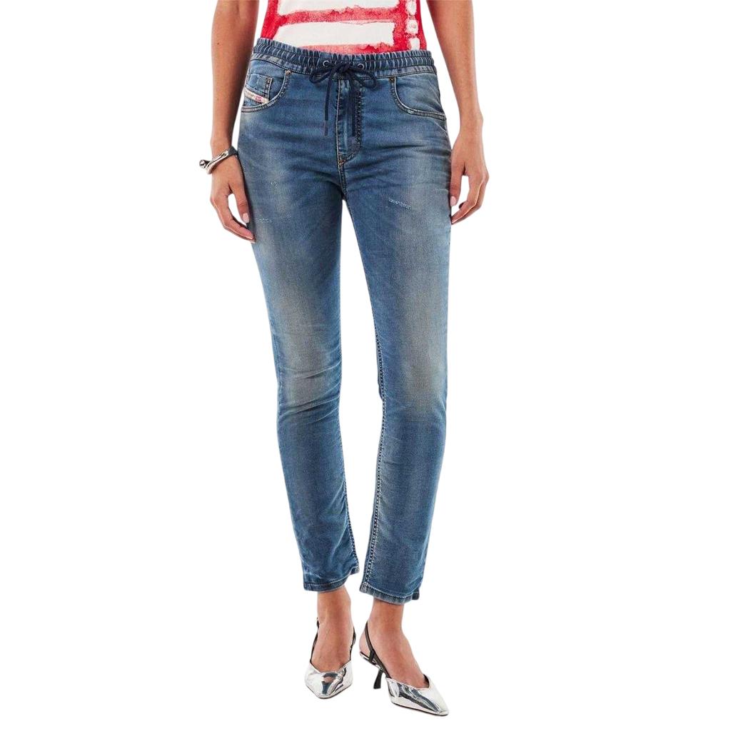 Diesel Womens/Ladies Krly Logo Elasticated Waist Wide Leg Jeans