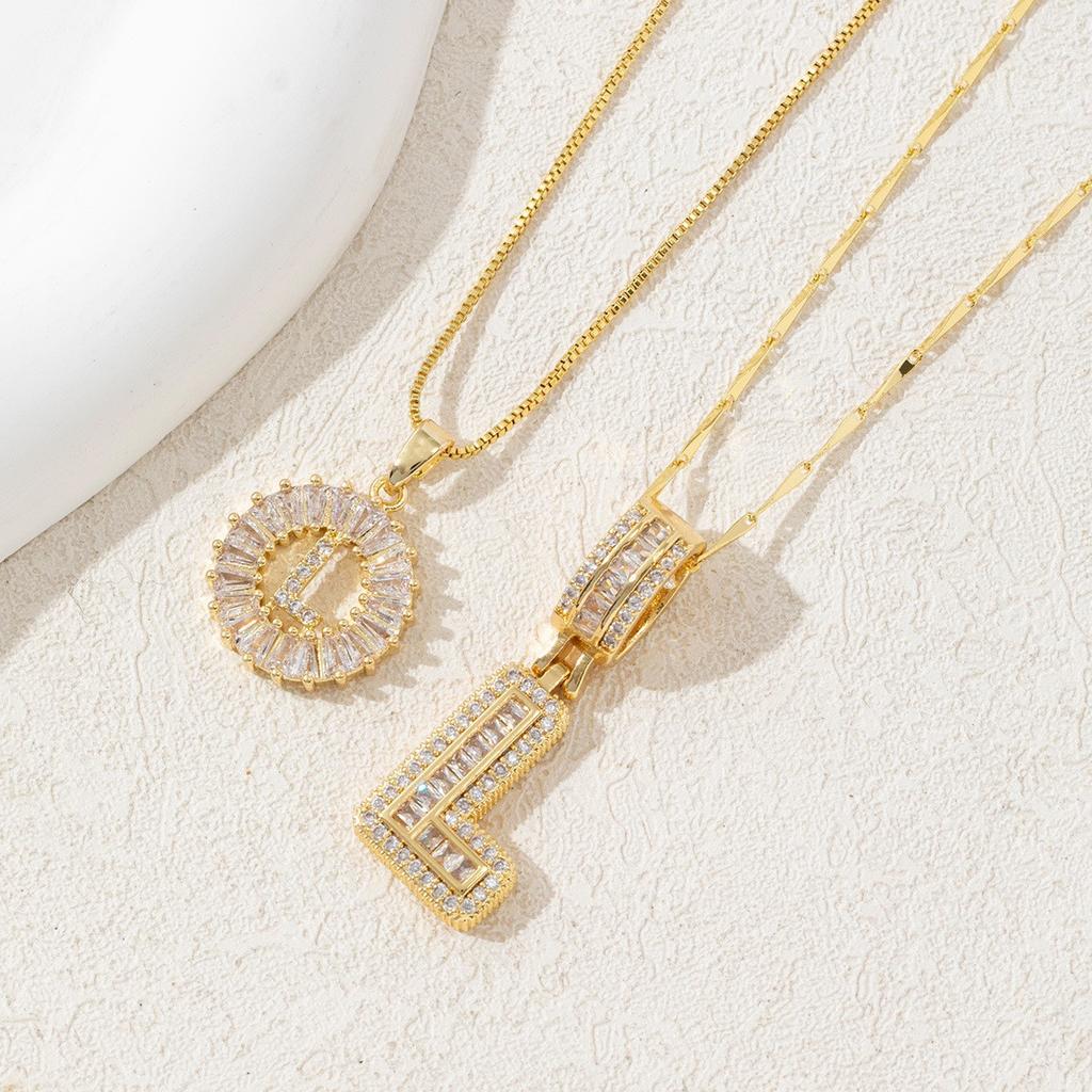 2Pcs Full CZ Zircon Iced Crystal Initial Letter Flower Necklace Women Copper A-Z Alphabet Pendant Couple Jewelry Birthday Gifts