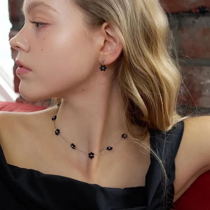 Mini Floral Earrings (BLACK)