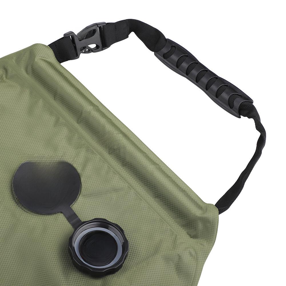 20L Army Green Solar Heat Absorption Camping Bath Bag - Outdoor 5 Gallon Water Bag for Toiletries