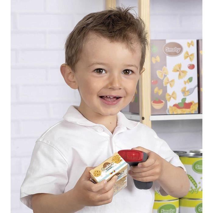 Smoby - Caisse enregistreuse - 30 accessoires inclus - Calculatrice et Scanner avec son et lumière - Fabriqué en France - Dés 3ans