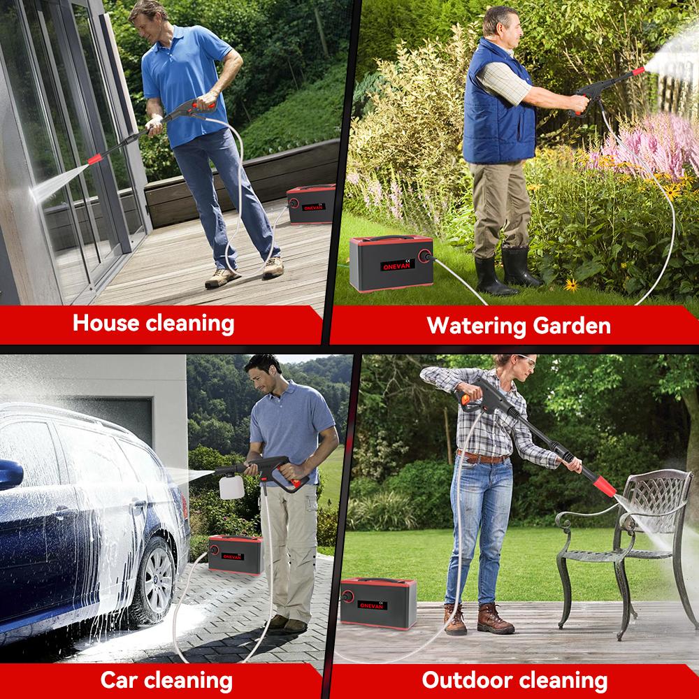 ONEVAN 220Bar Elektrisk Høytrykksspyler 2i1 Trådløs Bilvasker Sprøytepistol Hagerengjøringsverktøy For Makita 18V Batteripin