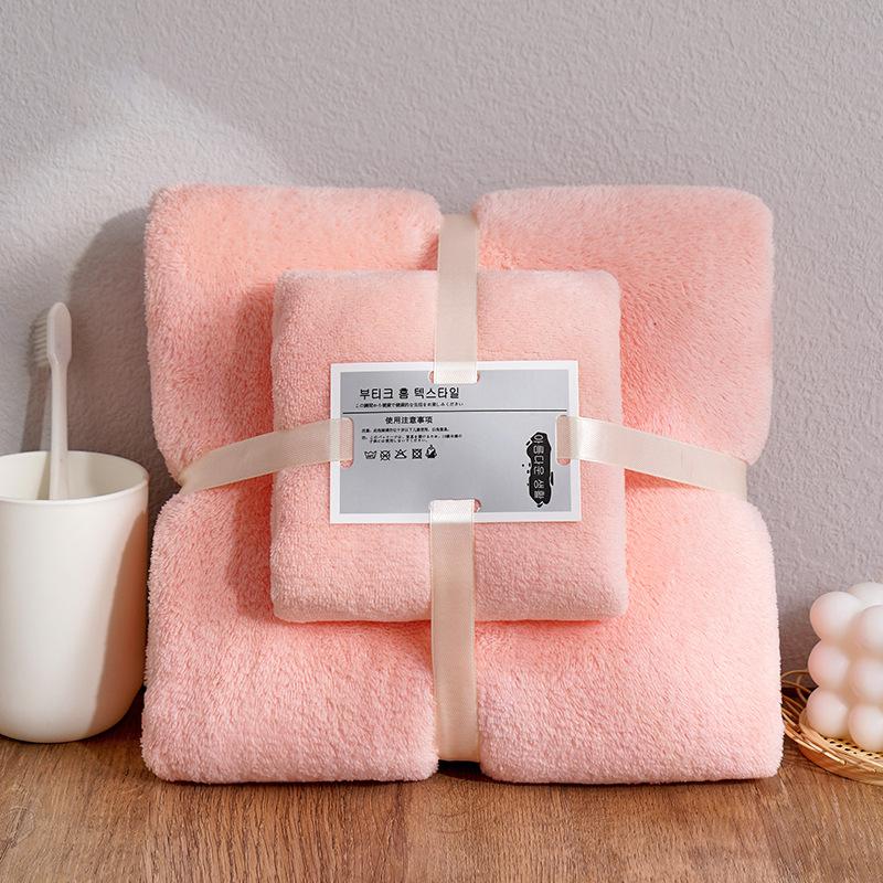 2-teiliges Korallenfleece-Handtuch Badetuch-Set Weizenmuster Superweich Saugfähig Badelaken Spa-Gesichtstuch Mehrere Musteroptionen