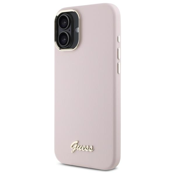 Guess Guhcp16Msmbslp Iphone 16 Plus 6.7 Różowy/Pink Hardcase Silicone Script Metal Logo & Frame