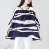 Women's Casual O-neck Half Sleeve Loose Summer Print Striped T-shirt Short Sleeve
