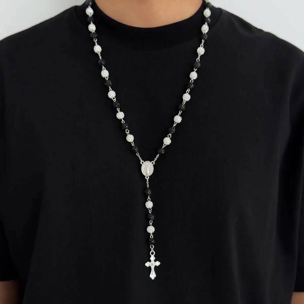 IngeSight.Z 4 Styly Punkové Kamínkové Dlouhé Třásně Páví Kříž Přívěsek Náhrdelník Pánské Hip Hop Akrylové Korálky Klíční kost Choker Šperky