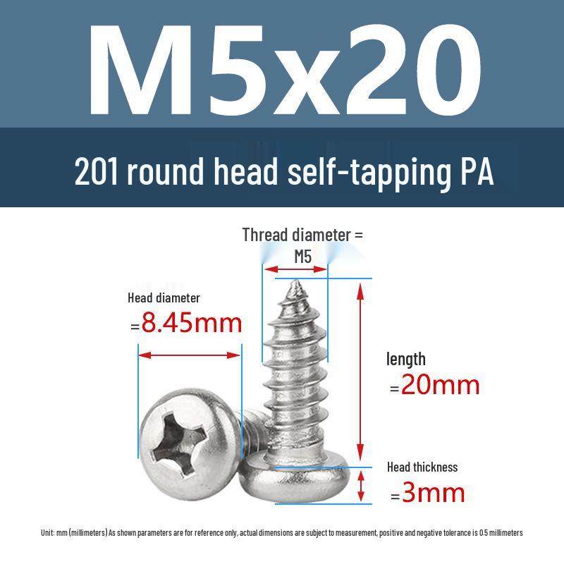 Yigu Yigu 201 Stainless Steel Phillips Round Head Self-Tapping Screws M1.7-M6