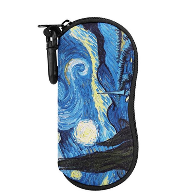 Dive Suit Printed Anti-Fall Zipper Glasses Case for Outdoor Protection and Mountaineering