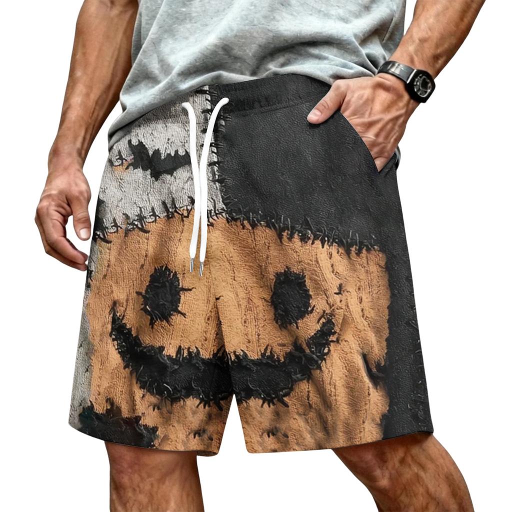 Men's Halloween Print Casual Drawstring Waist Shorts Lightweight Comfortable Relaxed Fit Summer Beachwear