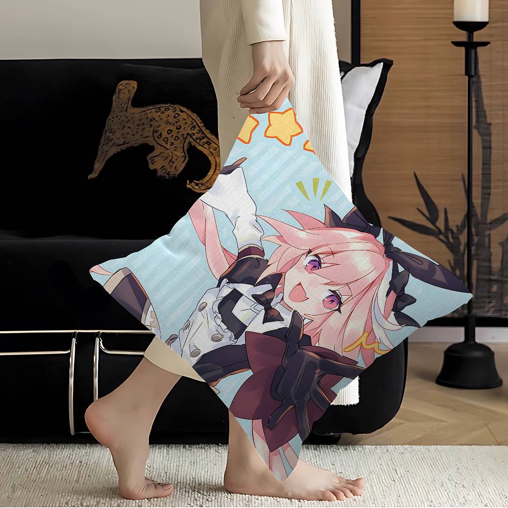 AAstolfo Rose Mignonne Fille Anime Housse de Coussin Taie d'oreiller Salon Canapé Décoration de Maison Personnalisé