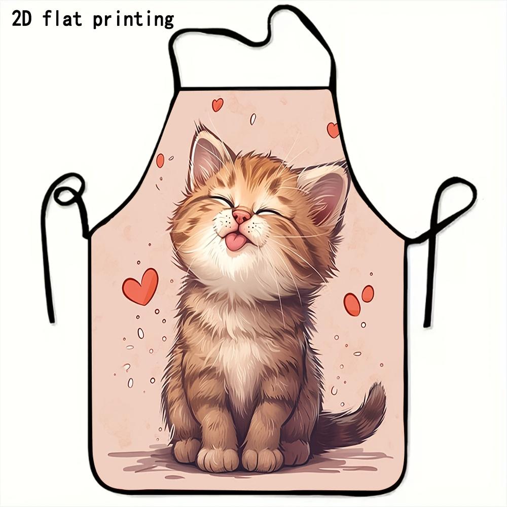 1pc Apron for Restaurant Use, Minimalist Style, Cute Cat Theme Exquisite Pattern, 2D Flat, Very Suitable for Home Kitchen Cooking, Gardening, Barbecue