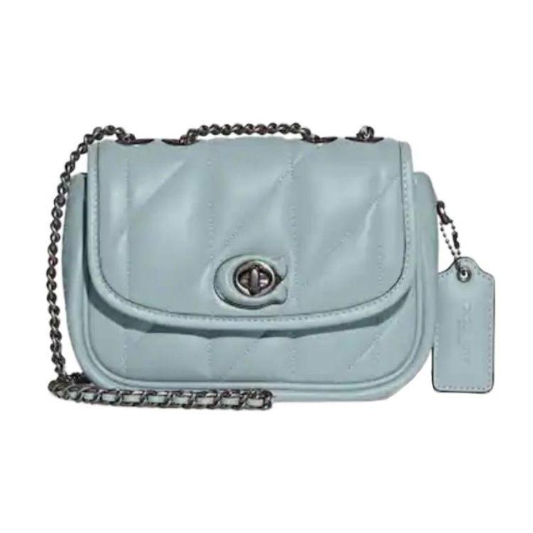 Coach Pillow 20 Chain Link Turnlock Crossbody Bag Women bags Light-Blue CA086-V5AQU Basic Set (Bag+Dust Bag)