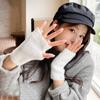 Cycling Workout Knitted Winter Driving Wrist Arm Warmer Half Finger Gloves Faux Mink Women Mittens