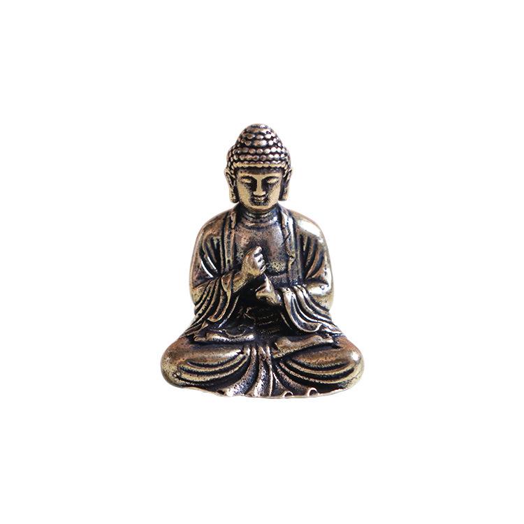 Mini Brass Sakyamuni Buddha Statue - Car Ornament & Desktop Decoration, Chinese Gift