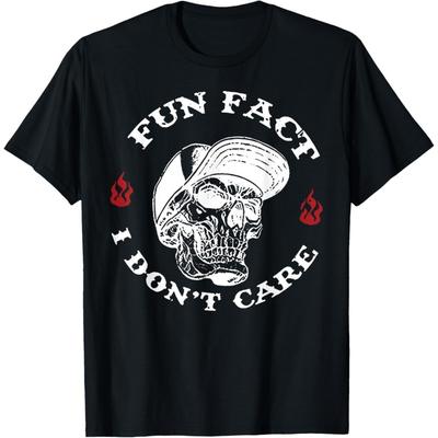 Fun Fact I Dont Care Funny Skeleton Sarcastic Adult Humor T-Shirt
