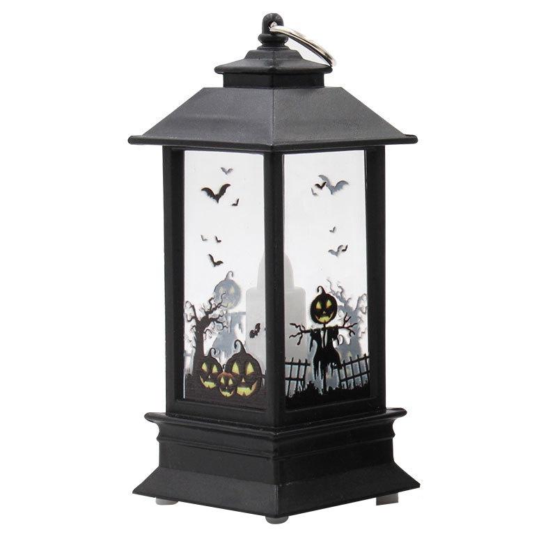 Small Halloween Simulation Flame Light Layout Desktop Decoration Vintage Style Hanging Oil Lamp