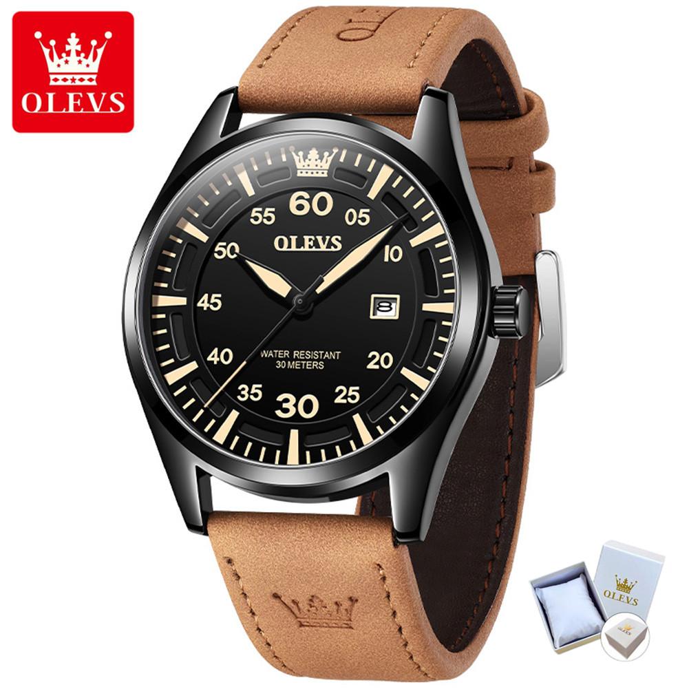 

Мужские часы OLEVS Многофункциональные кварцевые часы, водонепроницаемые и простые, элитные часы, элитные часы коричневый