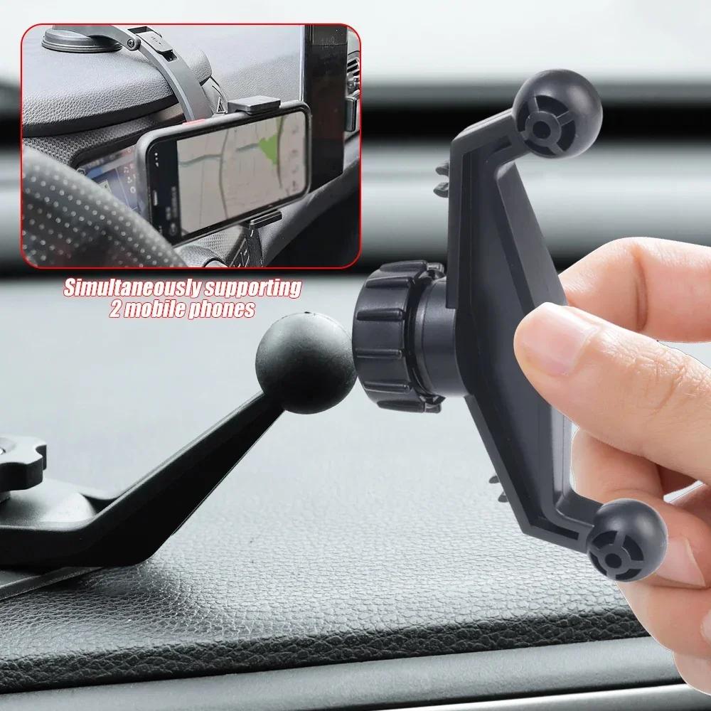Dual Ball Head Car Holder with 360 Rotation Base Mount Mobile Phone Navigation Support Accessories for Auto Center Console