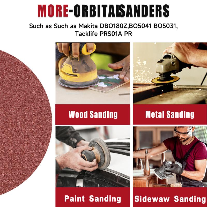 100Pcs 6 Inch Sanding Discs No Hole Hook and Loop, Dry Wet Sandpaper for Orbital Sander, Sanding Pads for Metal Car Wood