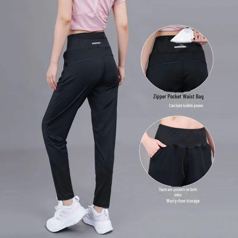 **Trendige Damen Schnelltrocknende Yogahose mit Hoher Taille und Gesäßtasche mit Reißverschluss - Herbst/Winter Locker Geschnitten mit Plus-Samt**