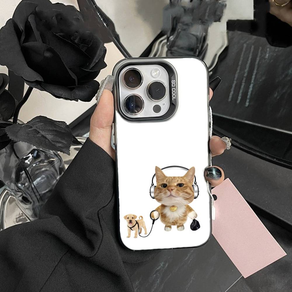 Goofy Cool Cats Big eyes Phone Case For iPhone 17,16,15,14,13,12,Pro MAX Black Matte Shockproof Cover